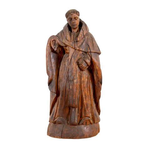 A de tallado image of San Vicente Ferrer in a preaching stance