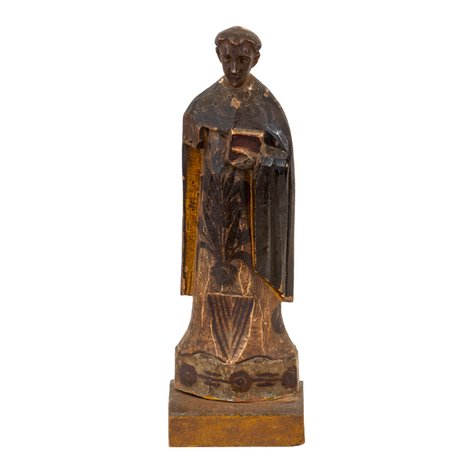 A folk style de tallado image of San Vicente Ferrer with painted flowers on robe