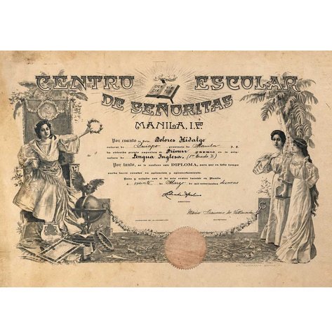 A diploma of Dolores Padilla Resurrección Hidalgo from Centro Escolar de Señoritas