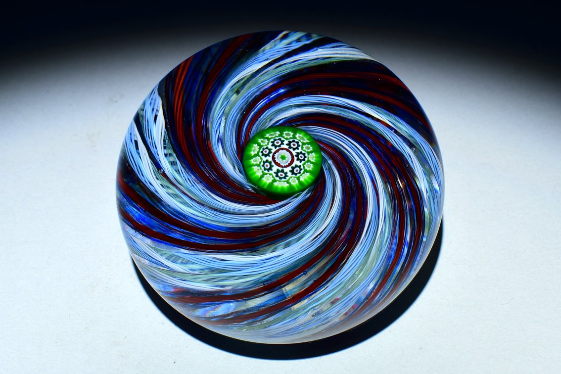 Perthshire Blue Latticinio Swirl