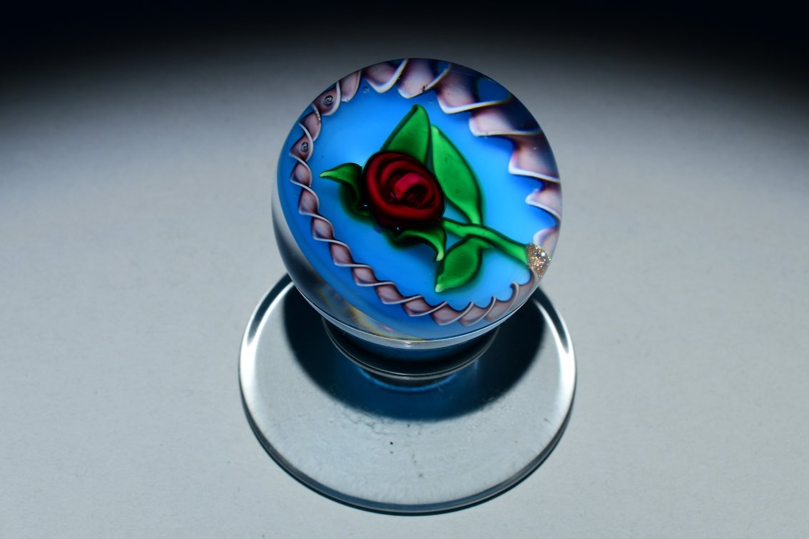 Charles Kaziun Rose Lampwork Pedestal