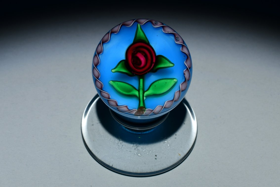 Charles Kaziun Rose Lampwork Pedestal