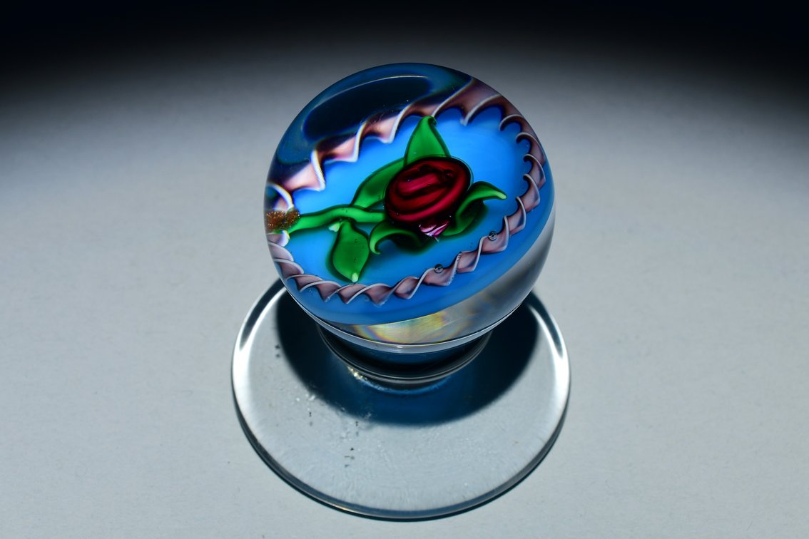 Charles Kaziun Rose Lampwork Pedestal