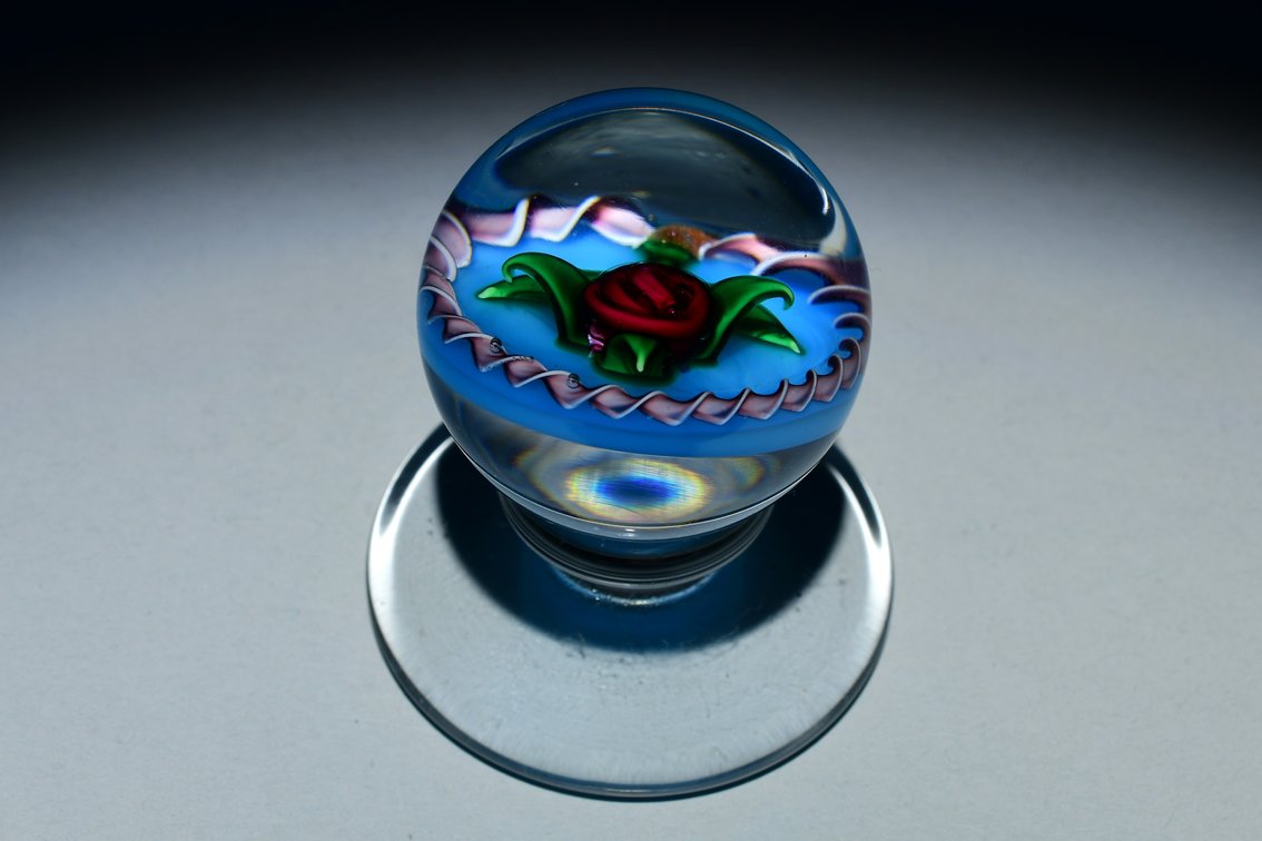 Charles Kaziun Rose Lampwork Pedestal