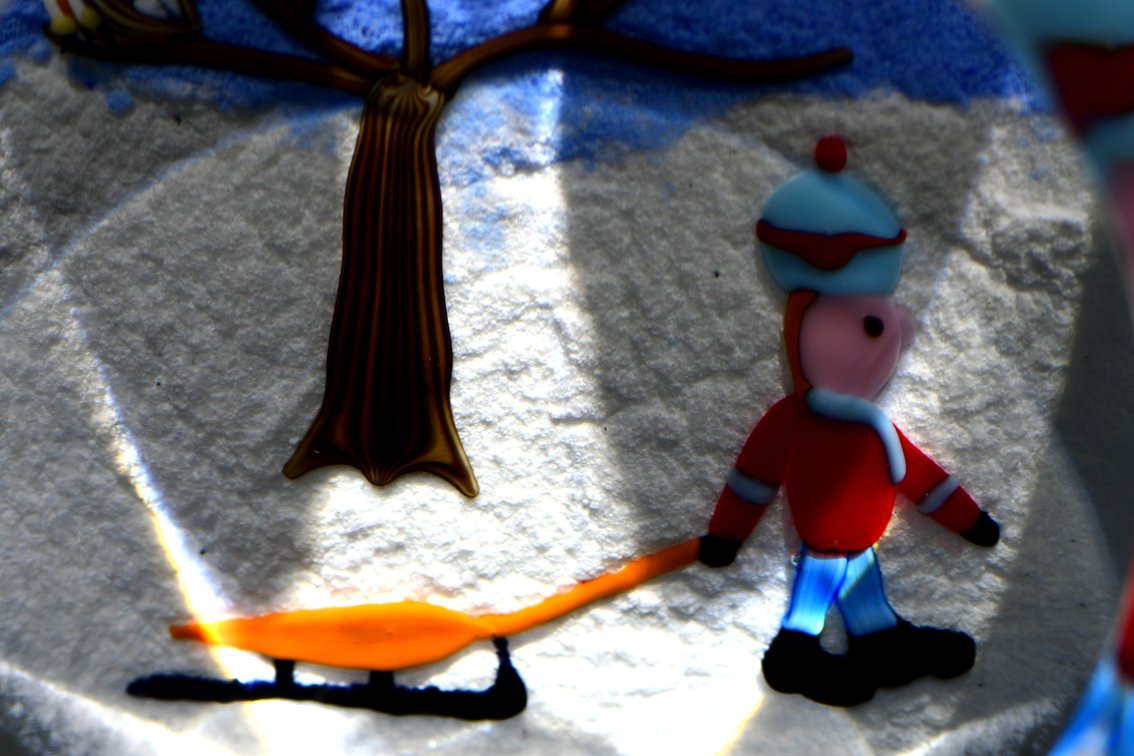 Perthshire Winter Holiday Boy w/ Sled & Owl