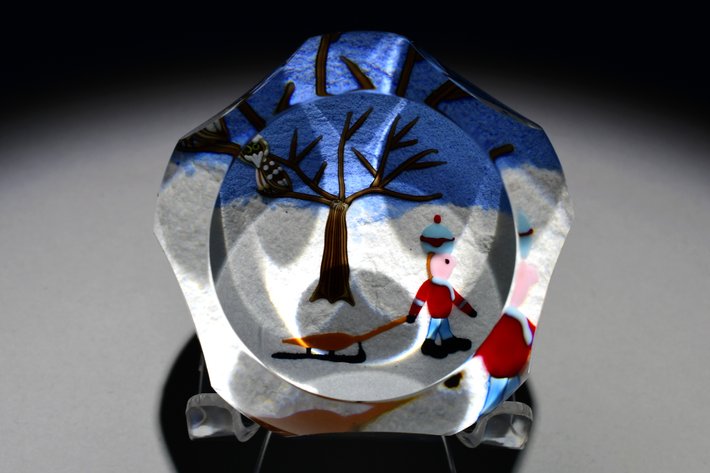 Perthshire Winter Holiday Boy w/ Sled & Owl