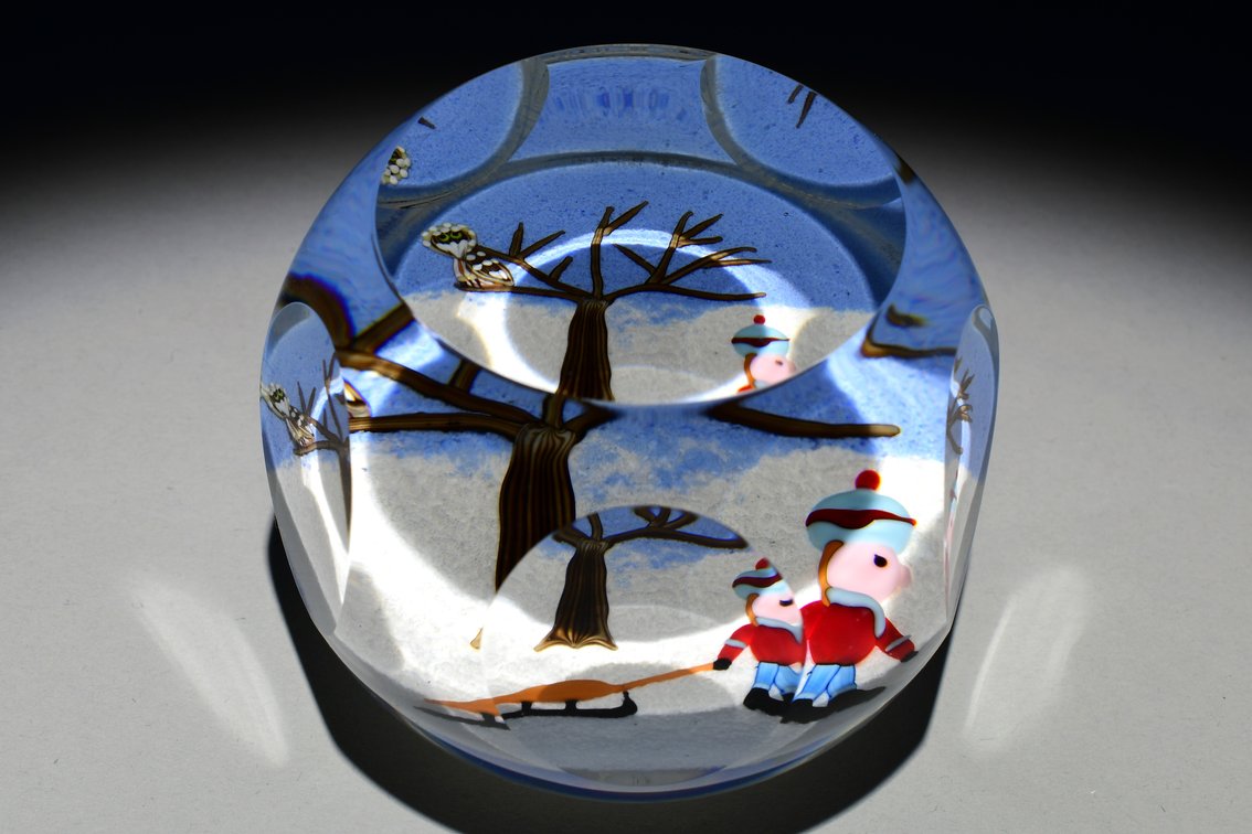 Perthshire Winter Holiday Boy w/ Sled & Owl