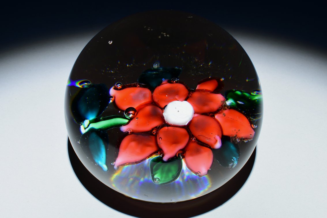 Union Glass Co. Red Flower Lampwork