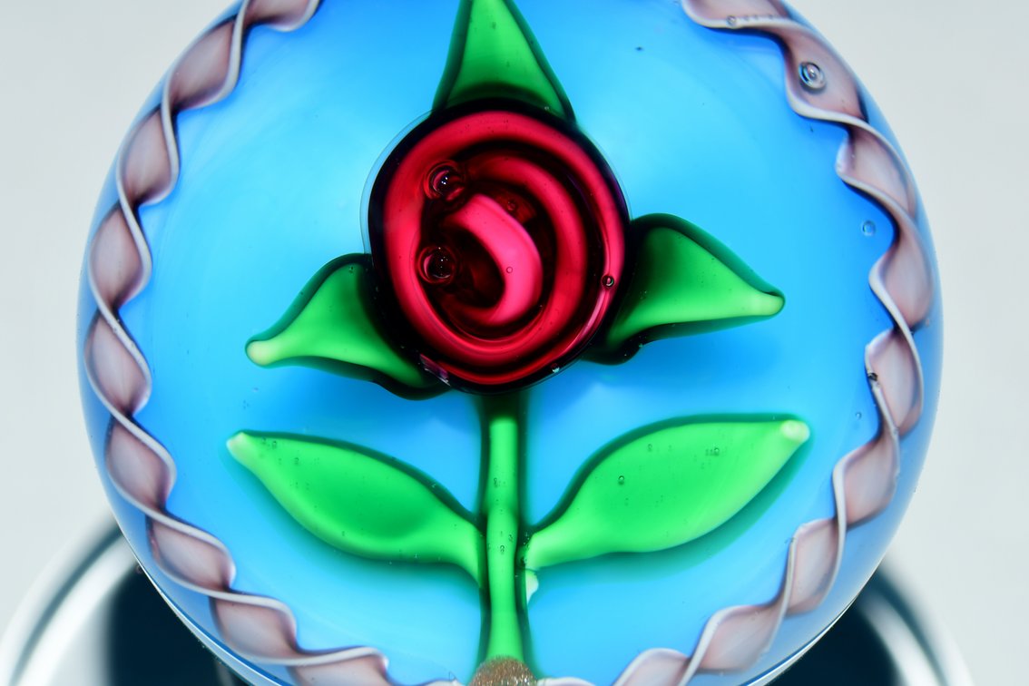 Charles Kaziun Rose Lampwork Pedestal