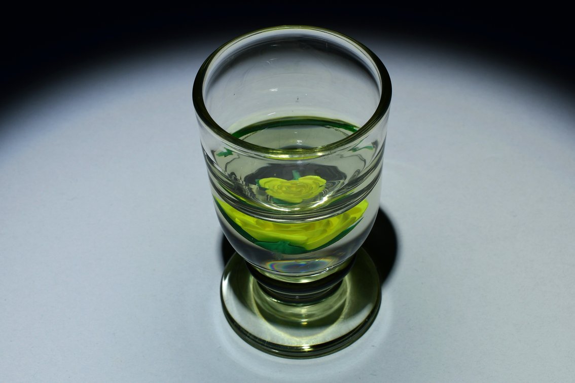 Whitefriars Lampwork Yellow Rose Goblet