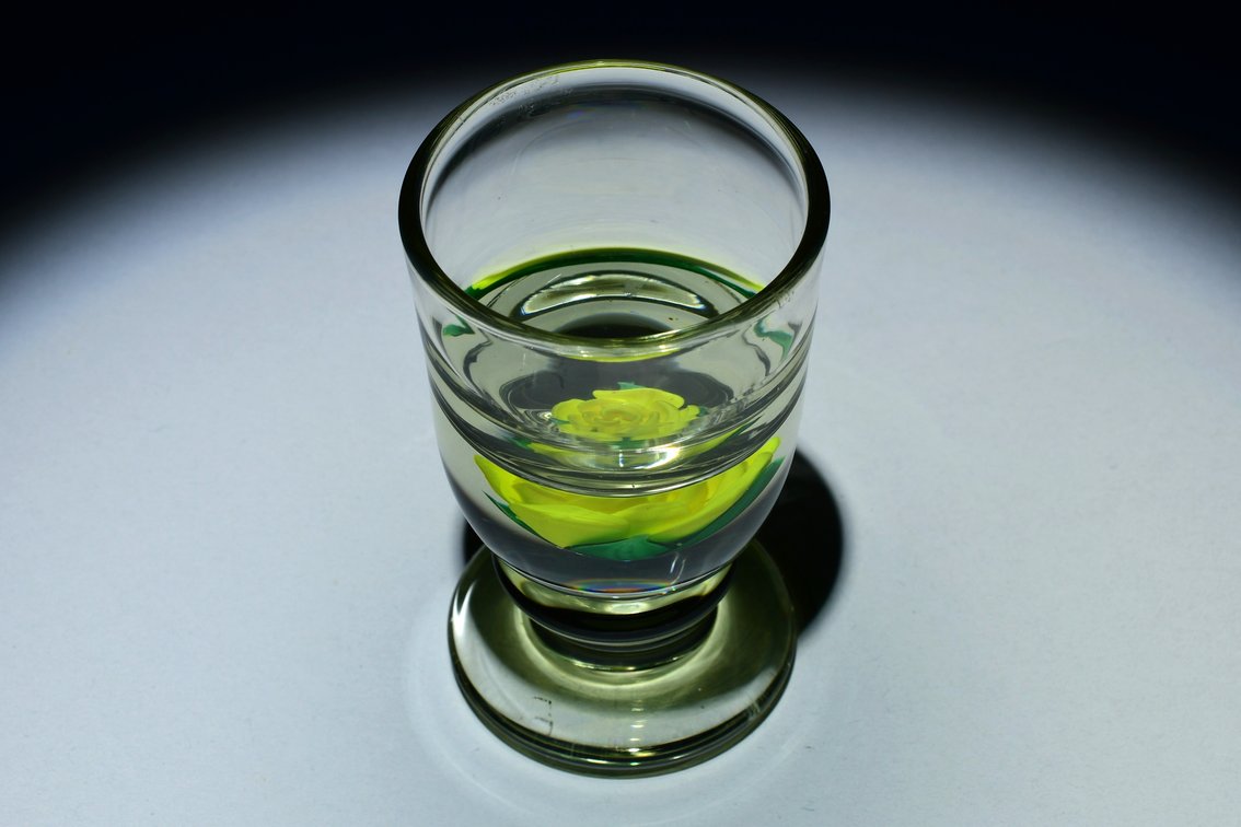Whitefriars Lampwork Yellow Rose Goblet