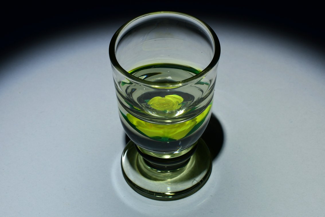 Whitefriars Lampwork Yellow Rose Goblet