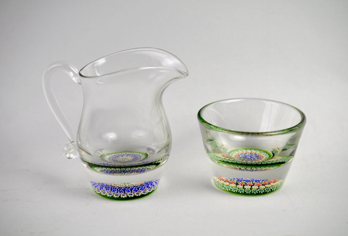 Perthshire Concentric Millefiori Cream & Sugar Set