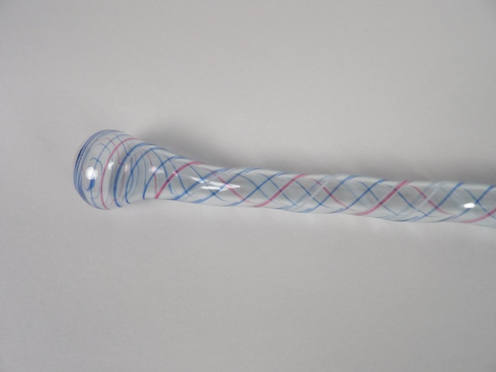 Handblown Glass Latticinio Torsade Parade Cane