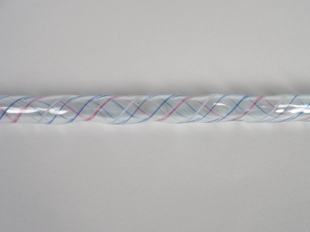 Handblown Glass Latticinio Torsade Parade Cane