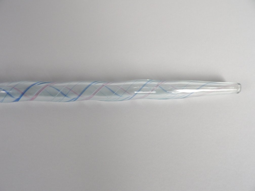 Handblown Glass Latticinio Torsade Parade Cane