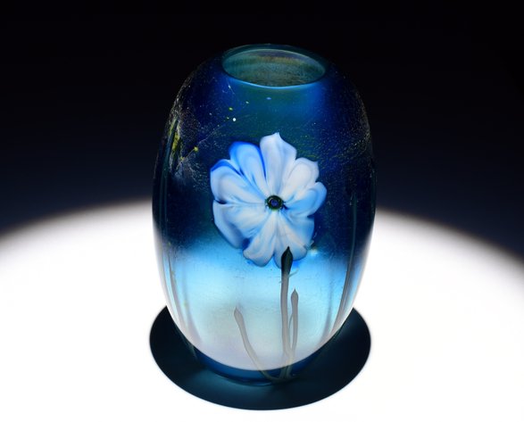 Josh Simpson Iridescent Floral Vase 1983