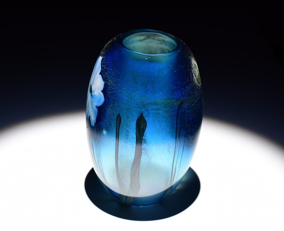 Josh Simpson Iridescent Floral Vase 1983
