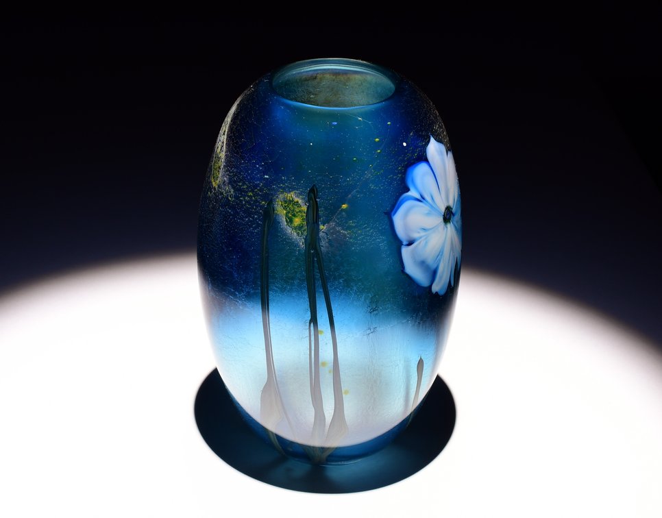 Josh Simpson Iridescent Floral Vase 1983