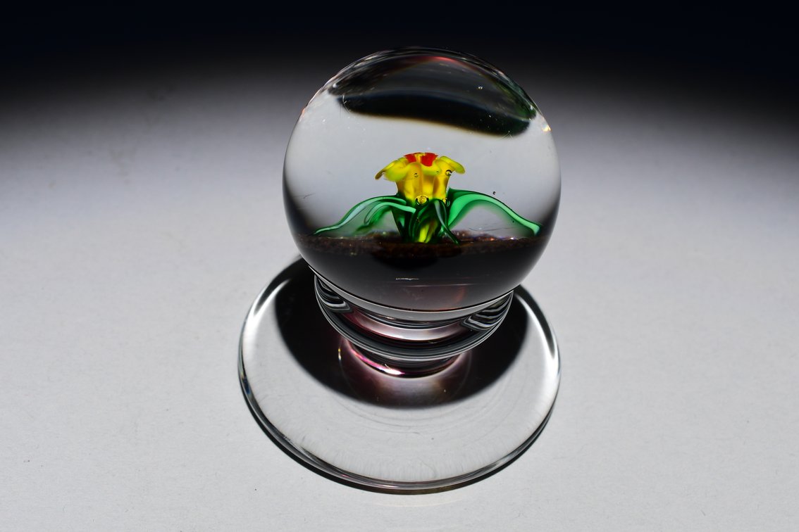 Charles Kaziun Floral Lampwork Pedestal