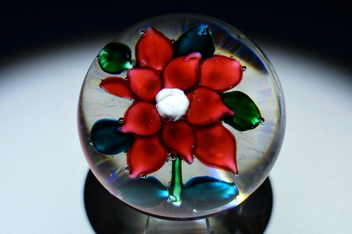 Union Glass Co. Red Flower Lampwork
