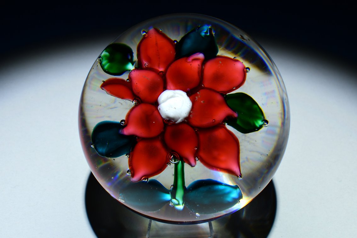 Union Glass Co. Red Flower Lampwork