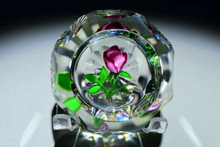 Perthshire Faceted Rose and Bud Lampwork