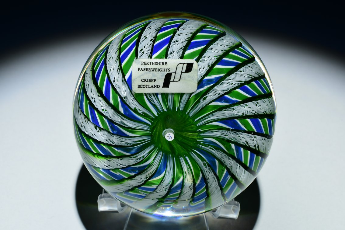 Perthshire Latticinio Crown Basket 1981