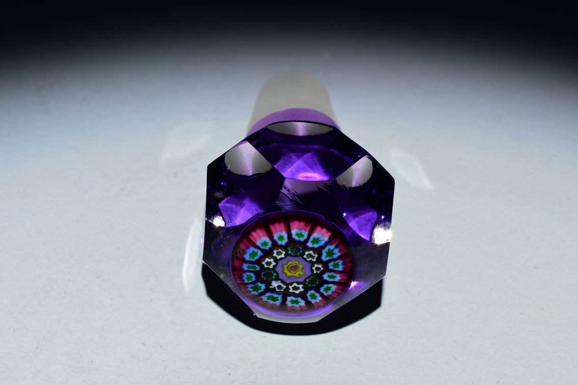 Perthshire Amethyst Overlay Millefiori Stopper