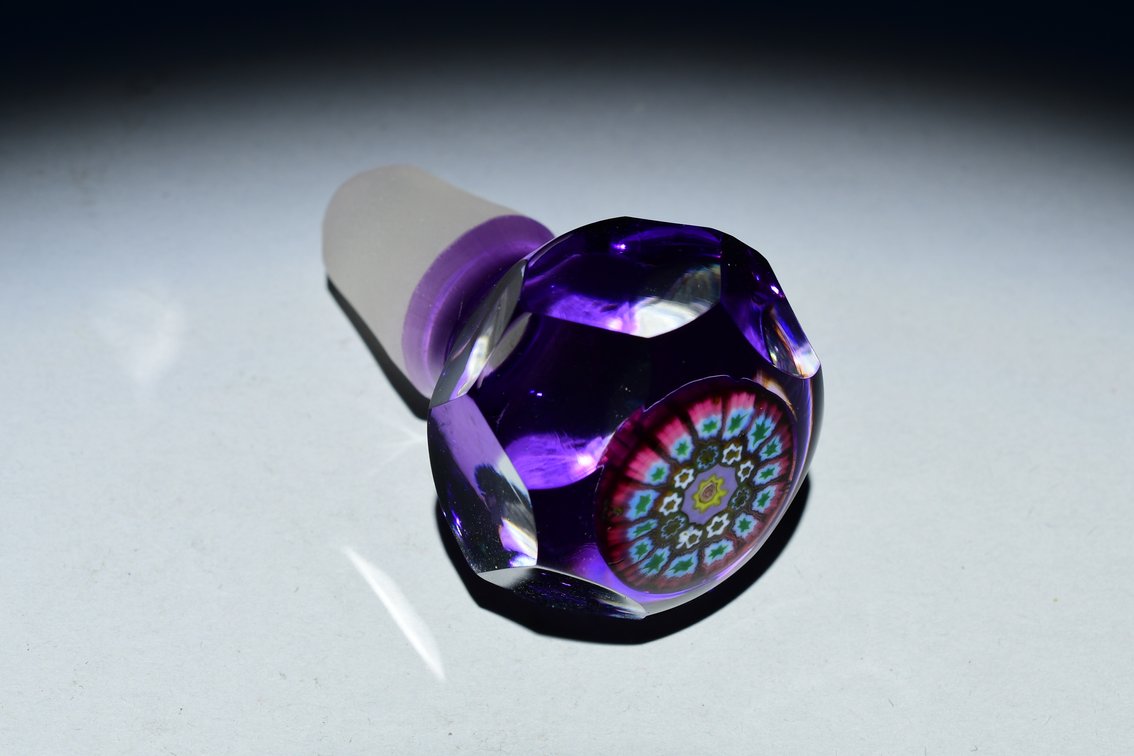 Perthshire Amethyst Overlay Millefiori Stopper
