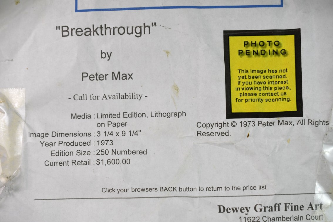 Peter Max Break Through 1973 Pop Art, photo 8 of 8