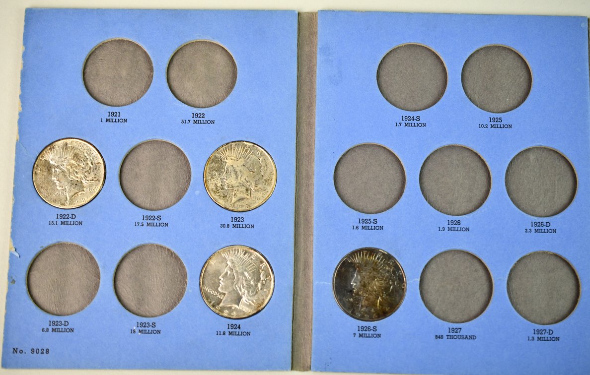 United States Peace Silver Dollars in Date Book, photo 3 of 8