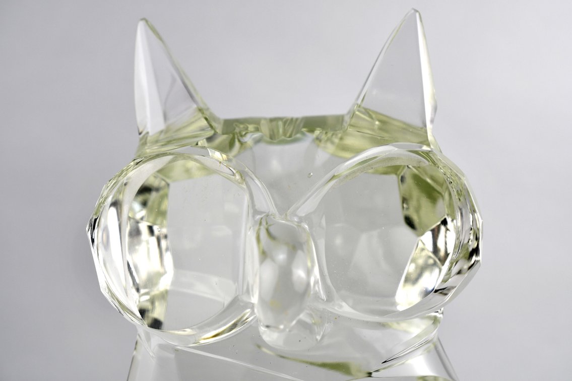 Murano Crystal Hand Chiseled Owl Sculpture, photo 2 of 23