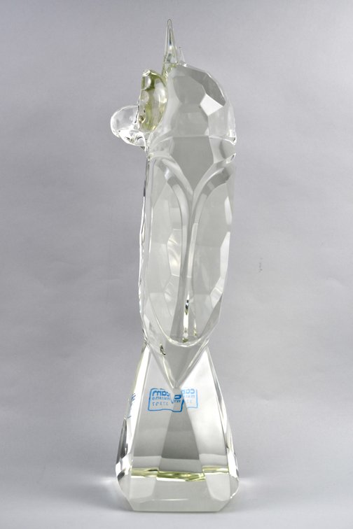 Murano Crystal Hand Chiseled Owl Sculpture, photo 6 of 23