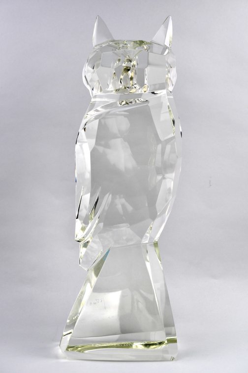 Murano Crystal Hand Chiseled Owl Sculpture, photo 10 of 23