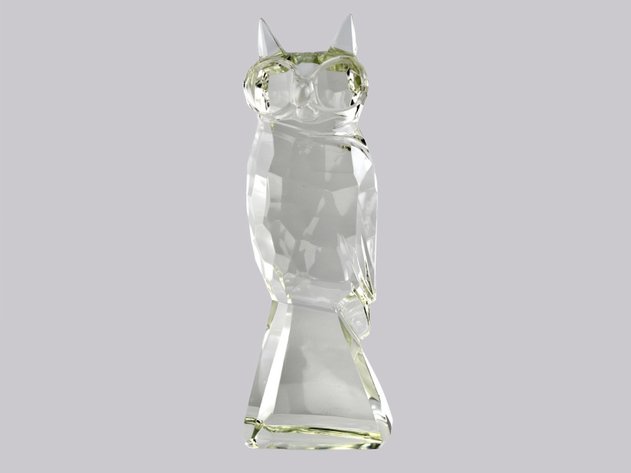 Murano Crystal Hand Chiseled Owl Sculpture