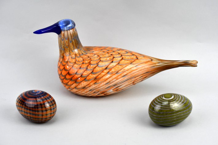 Oiva Toikka Rainbow Tern Bird w/ Glass Eggs