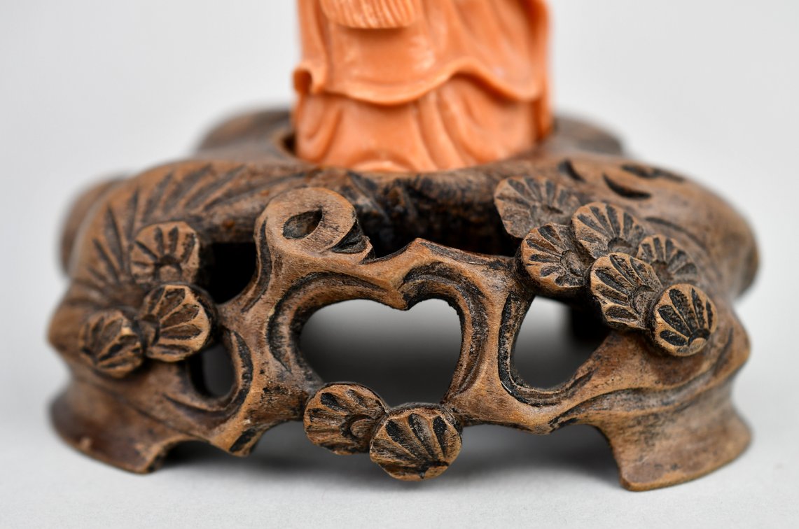 Carved Red Coral Guanyin Sculpture, photo 5 of 17