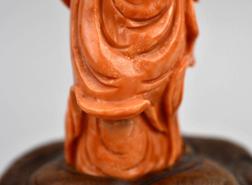 Carved Red Coral Guanyin Sculpture, photo 11 of 17