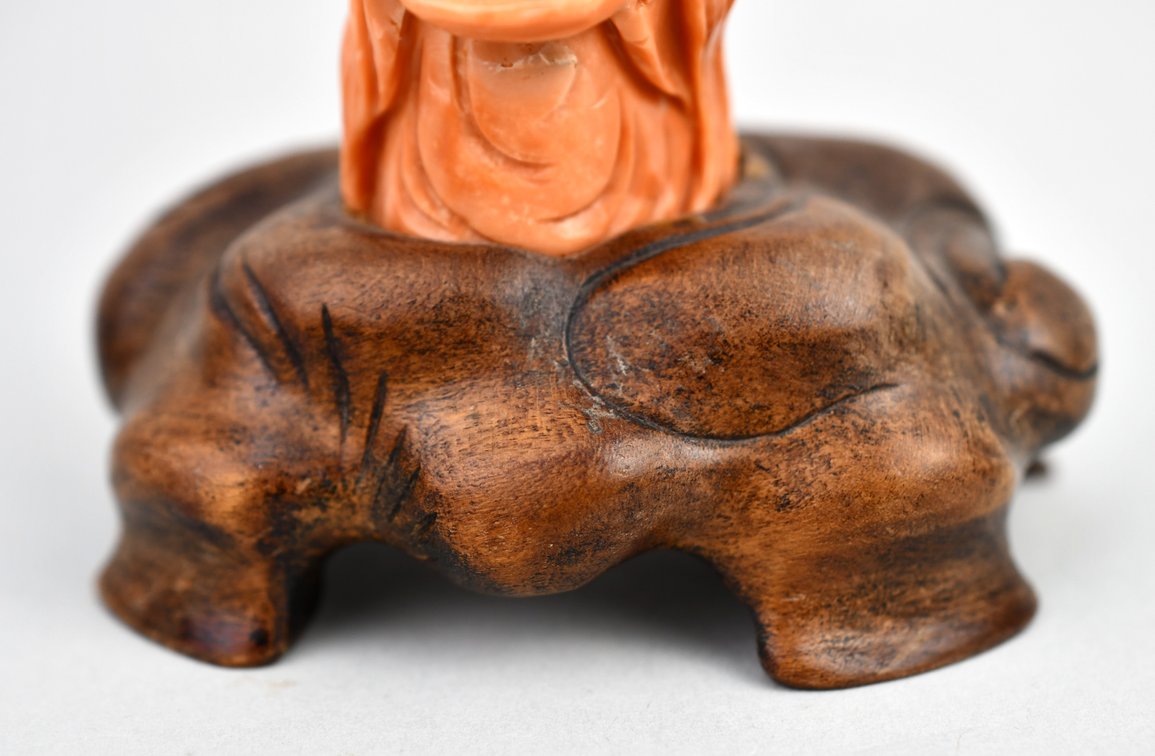 Carved Red Coral Guanyin Sculpture, photo 12 of 17