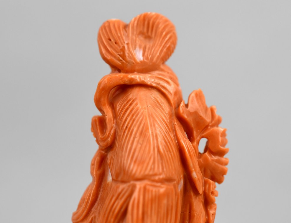 Carved Red Coral Guanyin Sculpture, photo 9 of 17