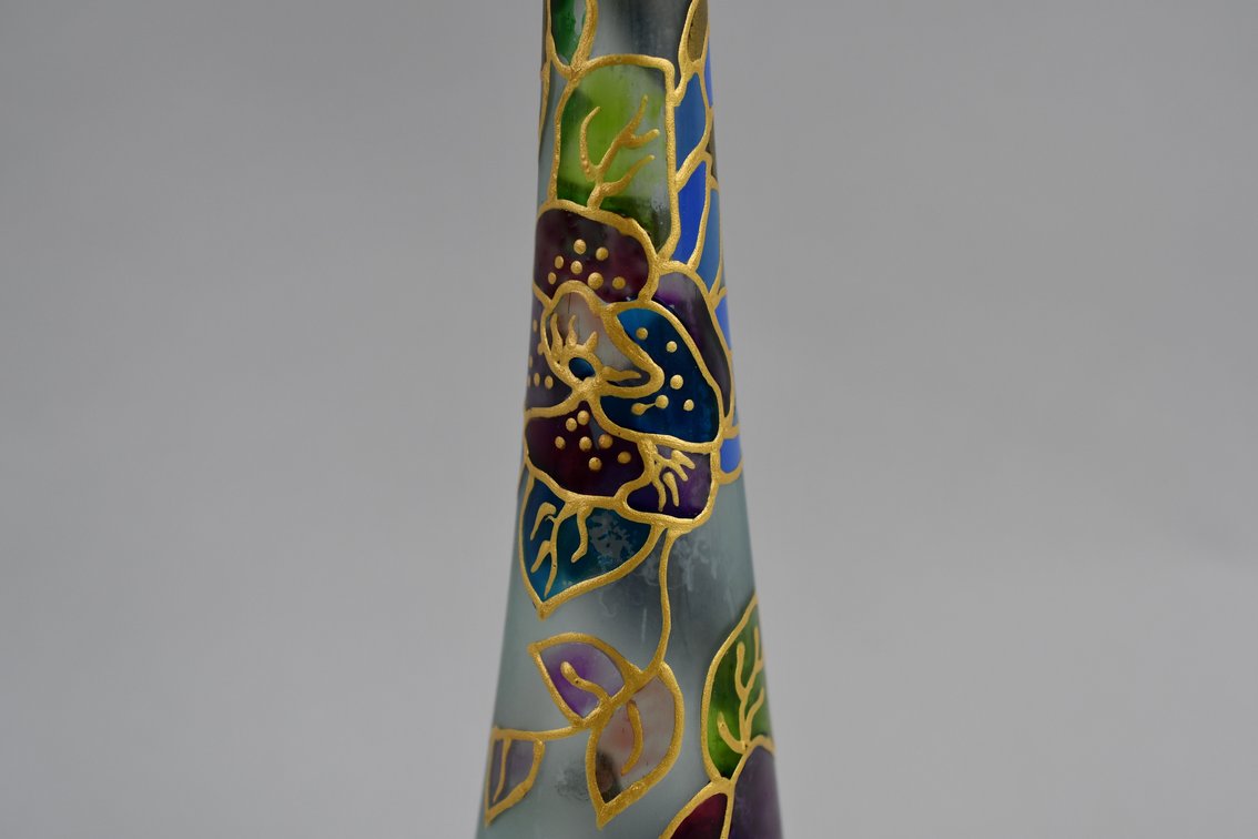 Vintage Enameled & Gilt Glass Pieces, photo 5 of 19