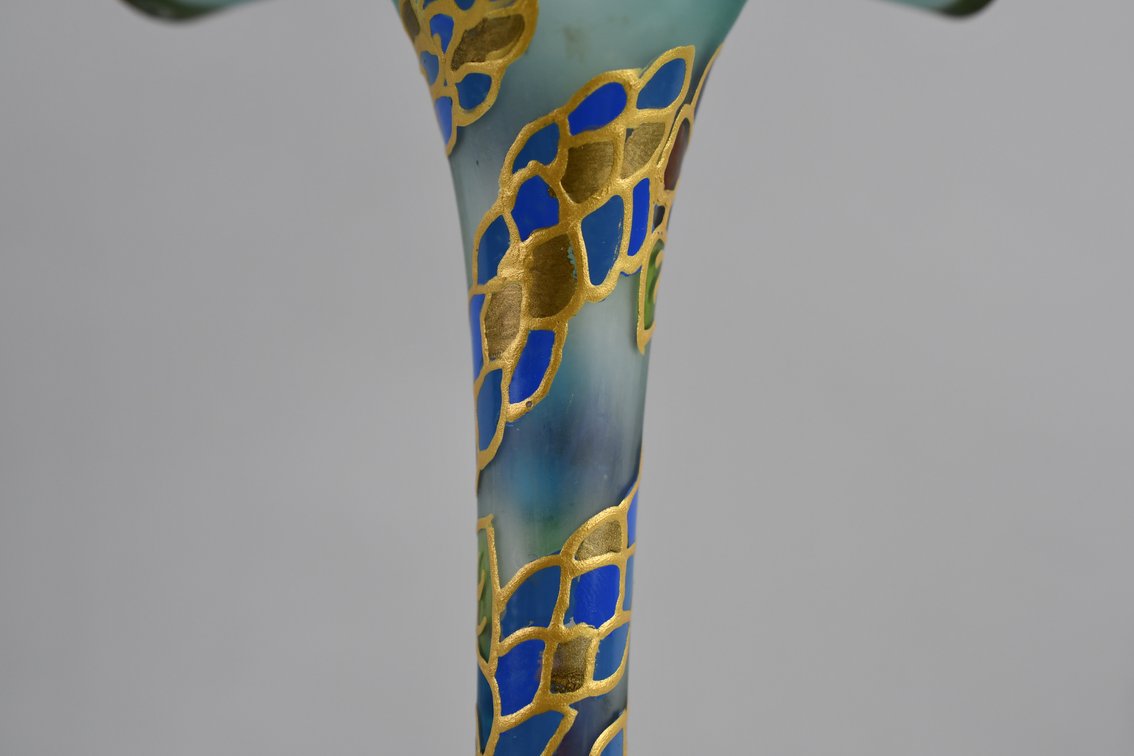 Vintage Enameled & Gilt Glass Pieces, photo 3 of 19