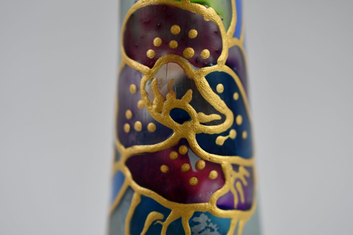 Vintage Enameled & Gilt Glass Pieces, photo 10 of 19