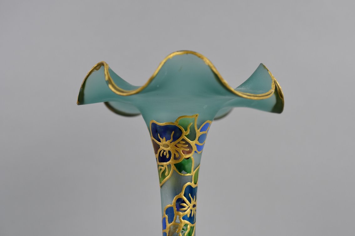 Vintage Enameled & Gilt Glass Pieces, photo 7 of 19