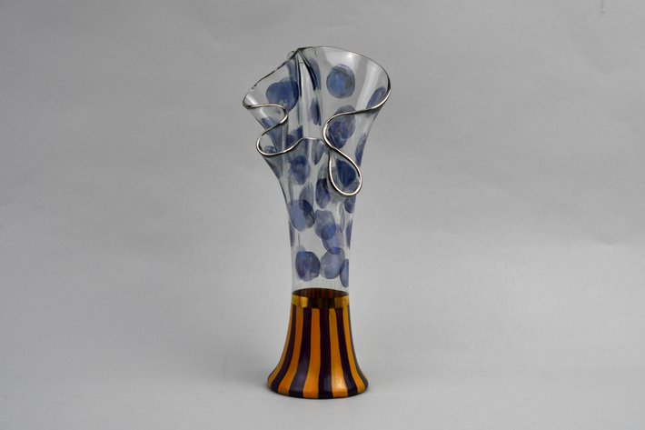 MacKenzie-Childs Hand-Blown Trumpet Vase 1993