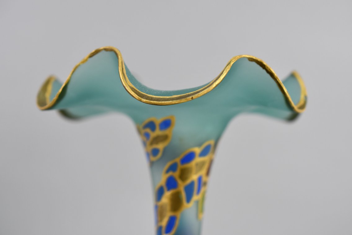 Vintage Enameled & Gilt Glass Pieces, photo 2 of 19