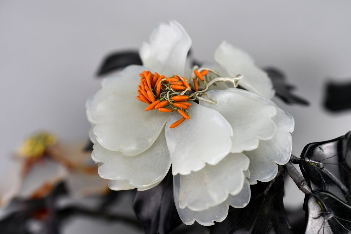 Gemstone Bonsai Tree In Cloisonné Planter, photo 3 of 26