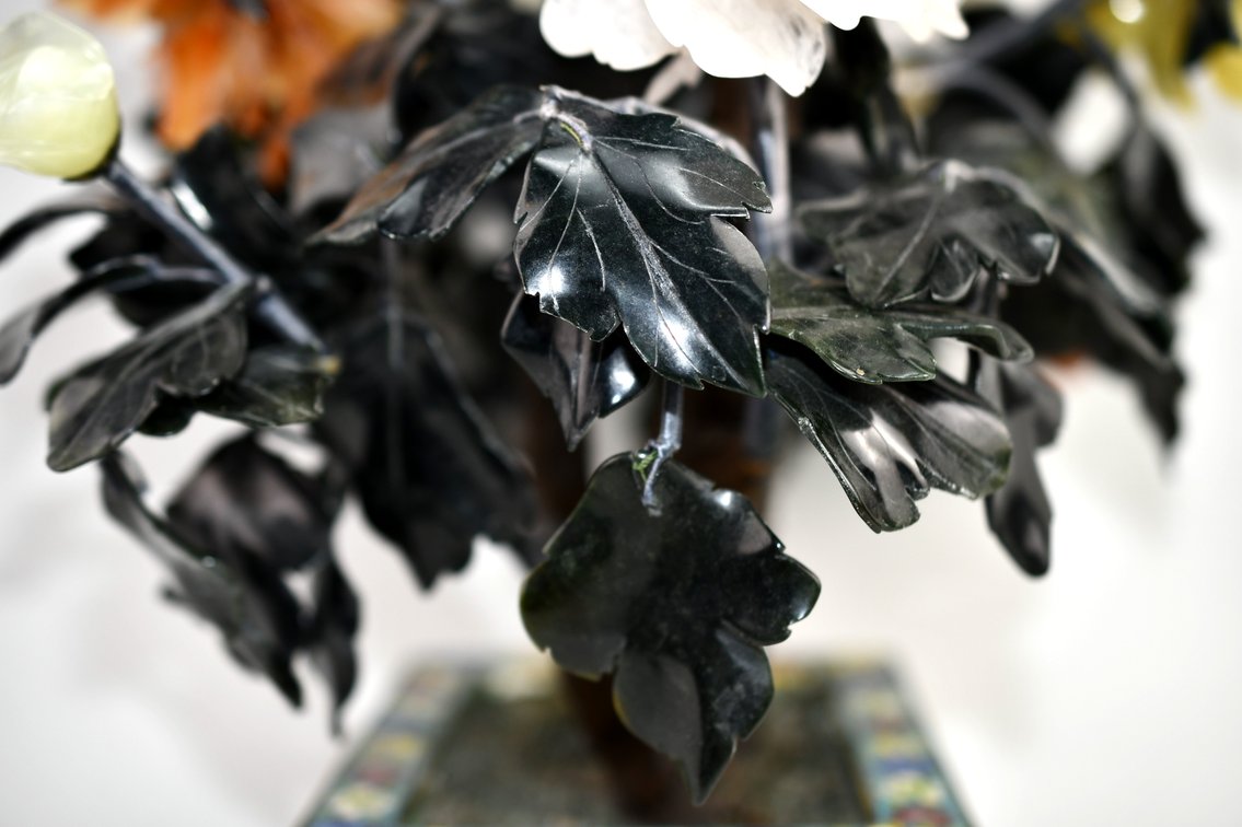 Gemstone Bonsai Tree In Cloisonné Planter, photo 14 of 26