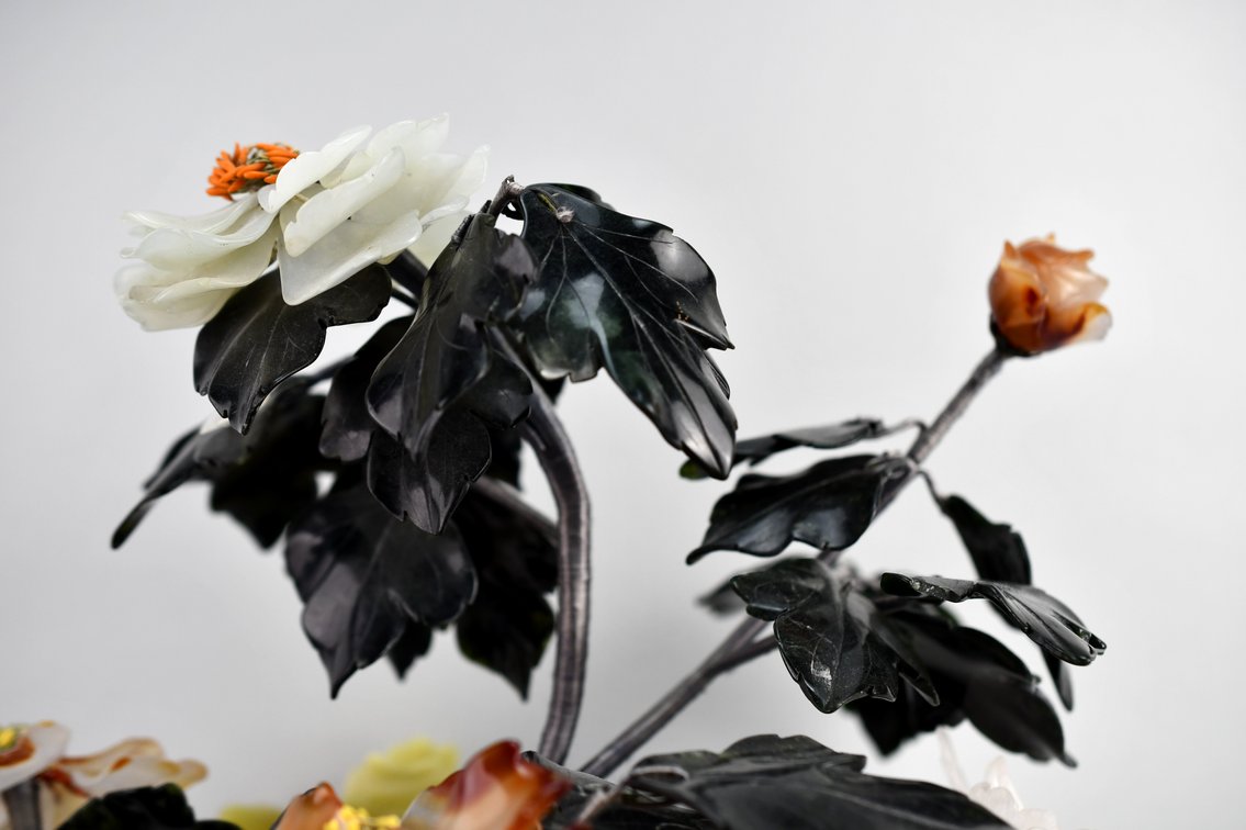Gemstone Bonsai Tree In Cloisonné Planter, photo 8 of 26